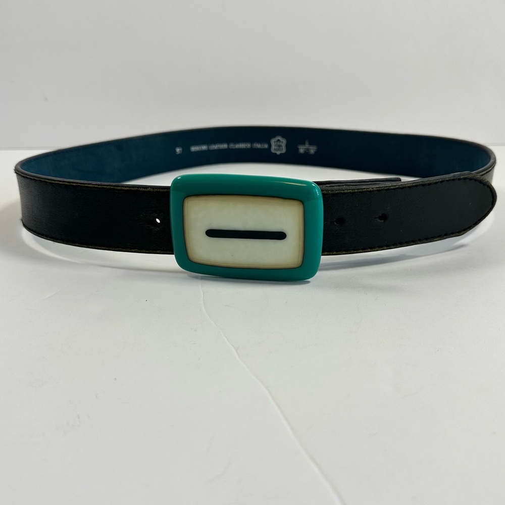 Vintage‎ Classico Italia Genuine Leather Black Belt Retro Buckle Mens L Unisex